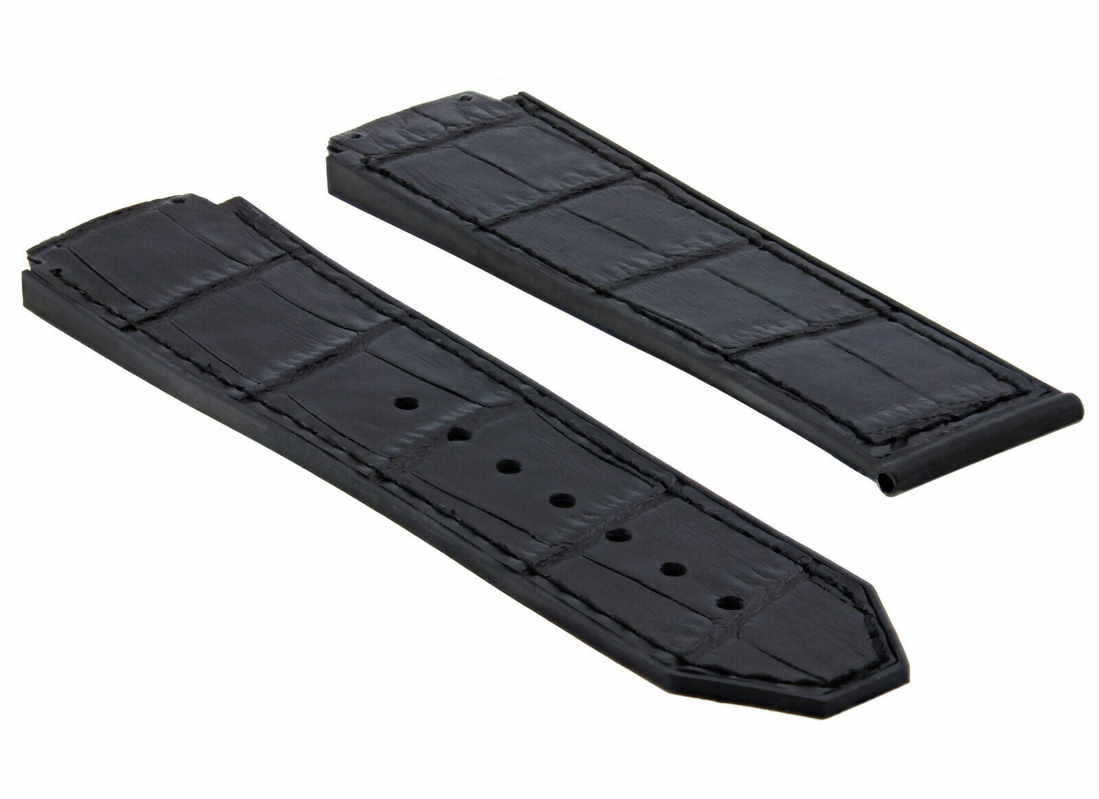 24MM ALLIGATOR LEATHER RUBBER BAND STRAP FOR HUBLOT BANG CLASP 4 SCREW S/DRIVER