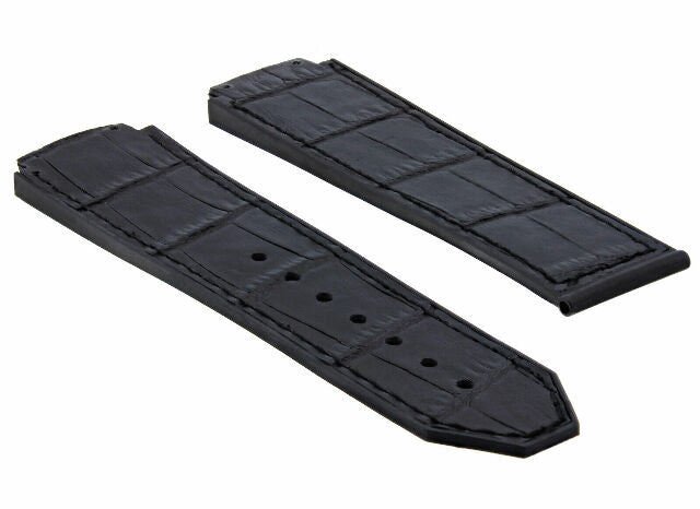 24MM ALLIGATOR LEATHER RUBBER BAND STRAP FOR HUBLOT BANG CLASP 4 SCREW S/DRIVER - Bracelet Band
