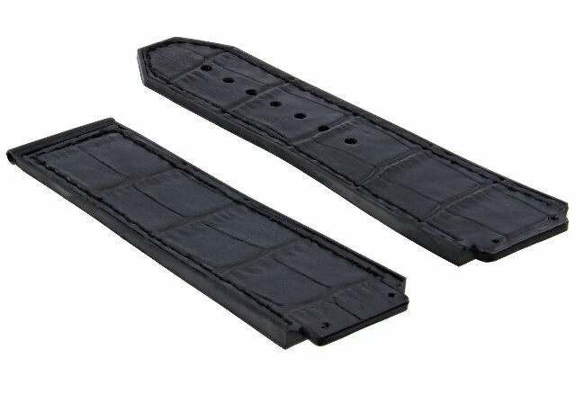 24MM ALLIGATOR LEATHER RUBBER BAND STRAP FOR HUBLOT BANG CLASP 4 SCREW S/DRIVER - Bracelet Band