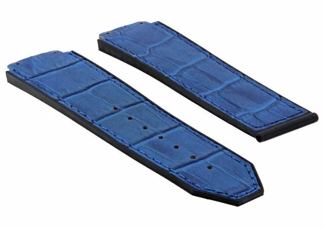 24MM ALLIGATOR LEATHER RUBBER BAND STRAP FOR HUBLOT BANG CLASP 4 SCREW S/DRIVER - Bracelet Band