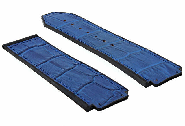24MM ALLIGATOR LEATHER RUBBER BAND STRAP FOR HUBLOT BANG CLASP 4 SCREW S/DRIVER - Bracelet Band
