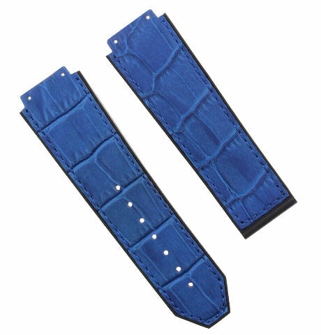 24MM ALLIGATOR LEATHER RUBBER BAND STRAP FOR HUBLOT BANG CLASP 4 SCREW S/DRIVER - Bracelet Band