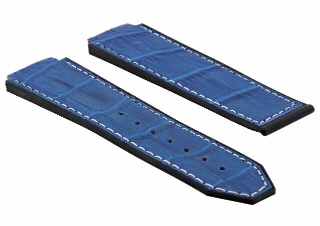 24MM ALLIGATOR LEATHER RUBBER BAND STRAP FOR HUBLOT BANG CLASP 4 SCREW S/DRIVER - Bracelet Band