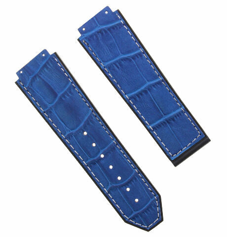 24MM ALLIGATOR LEATHER RUBBER BAND STRAP FOR HUBLOT BANG CLASP 4 SCREW S/DRIVER - Bracelet Band