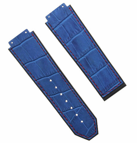 24MM ALLIGATOR LEATHER RUBBER BAND STRAP FOR HUBLOT BANG CLASP 4 SCREW S/DRIVER - Bracelet Band