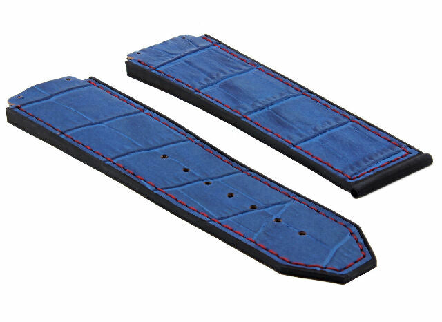 24MM ALLIGATOR LEATHER RUBBER BAND STRAP FOR HUBLOT BANG CLASP 4 SCREW S/DRIVER - Bracelet Band