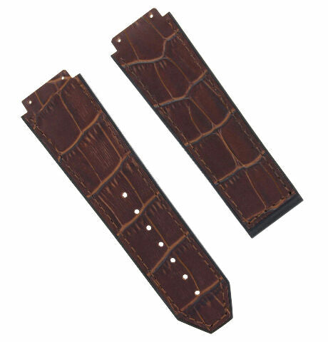24MM ALLIGATOR LEATHER RUBBER BAND STRAP FOR HUBLOT BANG CLASP 4 SCREW S/DRIVER - Bracelet Band