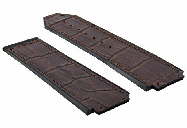 24MM ALLIGATOR LEATHER RUBBER BAND STRAP FOR HUBLOT BANG CLASP 4 SCREW S/DRIVER - Bracelet Band