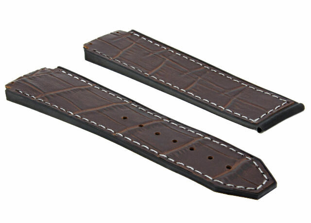 24MM ALLIGATOR LEATHER RUBBER BAND STRAP FOR HUBLOT BANG CLASP 4 SCREW S/DRIVER - Bracelet Band