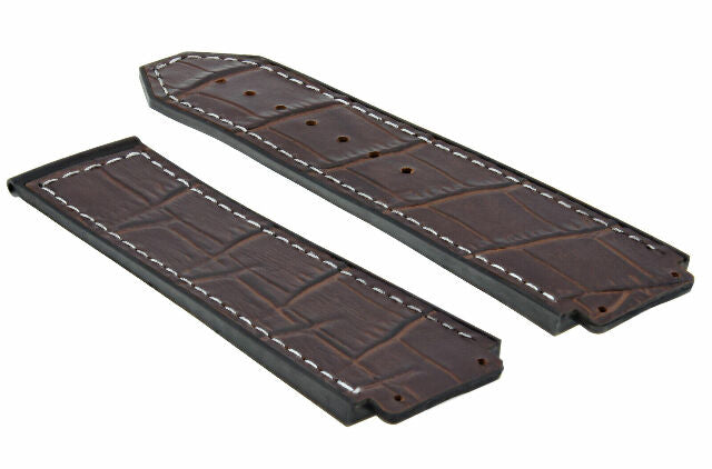 24MM ALLIGATOR LEATHER RUBBER BAND STRAP FOR HUBLOT BANG CLASP 4 SCREW S/DRIVER - Bracelet Band