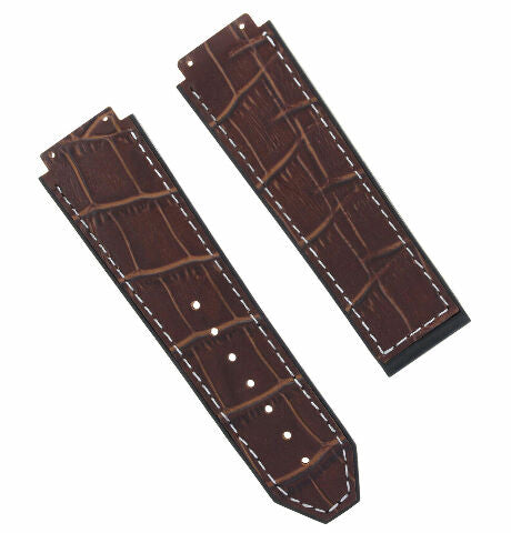 24MM ALLIGATOR LEATHER RUBBER BAND STRAP FOR HUBLOT BANG CLASP 4 SCREW S/DRIVER - Bracelet Band