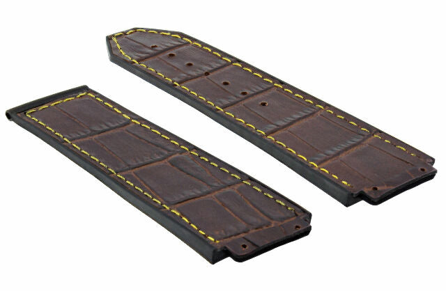 24MM ALLIGATOR LEATHER RUBBER BAND STRAP FOR HUBLOT BANG CLASP 4 SCREW S/DRIVER - Bracelet Band