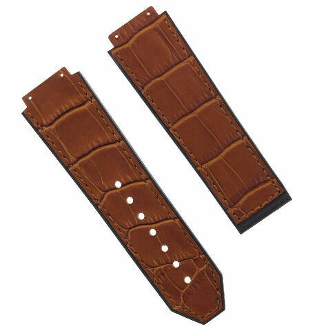 24MM ALLIGATOR LEATHER RUBBER BAND STRAP FOR HUBLOT BANG CLASP 4 SCREW S/DRIVER - Bracelet Band