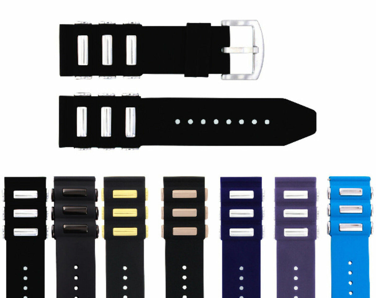 22MM - 24MM - 26MM SILICONE RUBBER DIVER WATCH BAND STRAP FOR INVICTA WATCH, Black/Steel