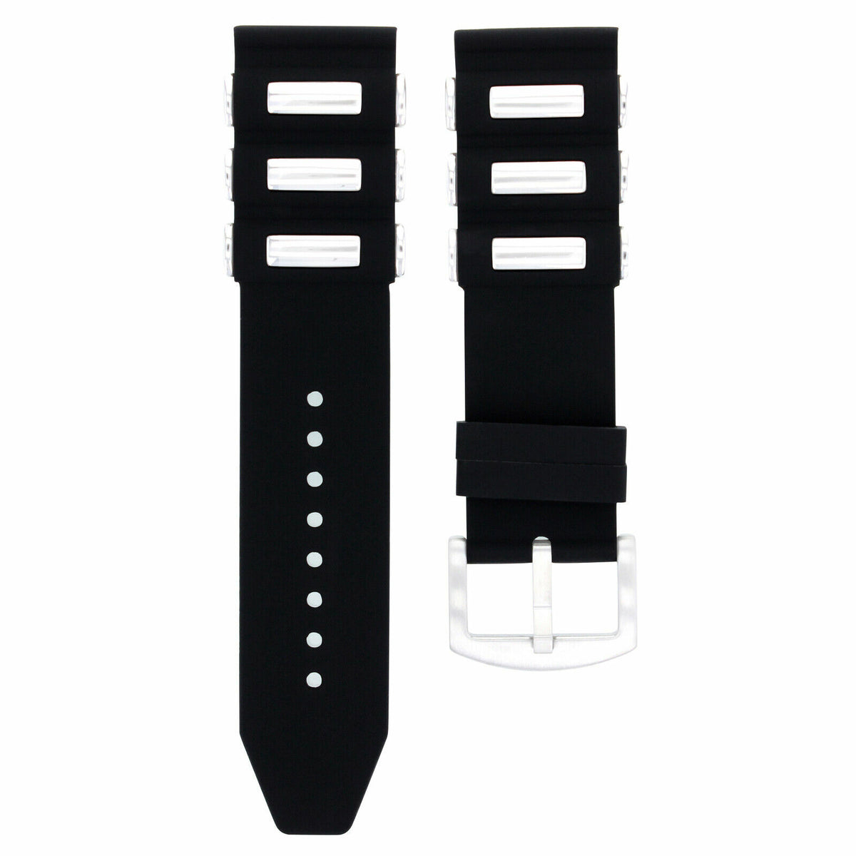 22MM - 24MM - 26MM SILICONE RUBBER DIVER WATCH BAND STRAP FOR INVICTA WATCH, Black/Steel, view 2