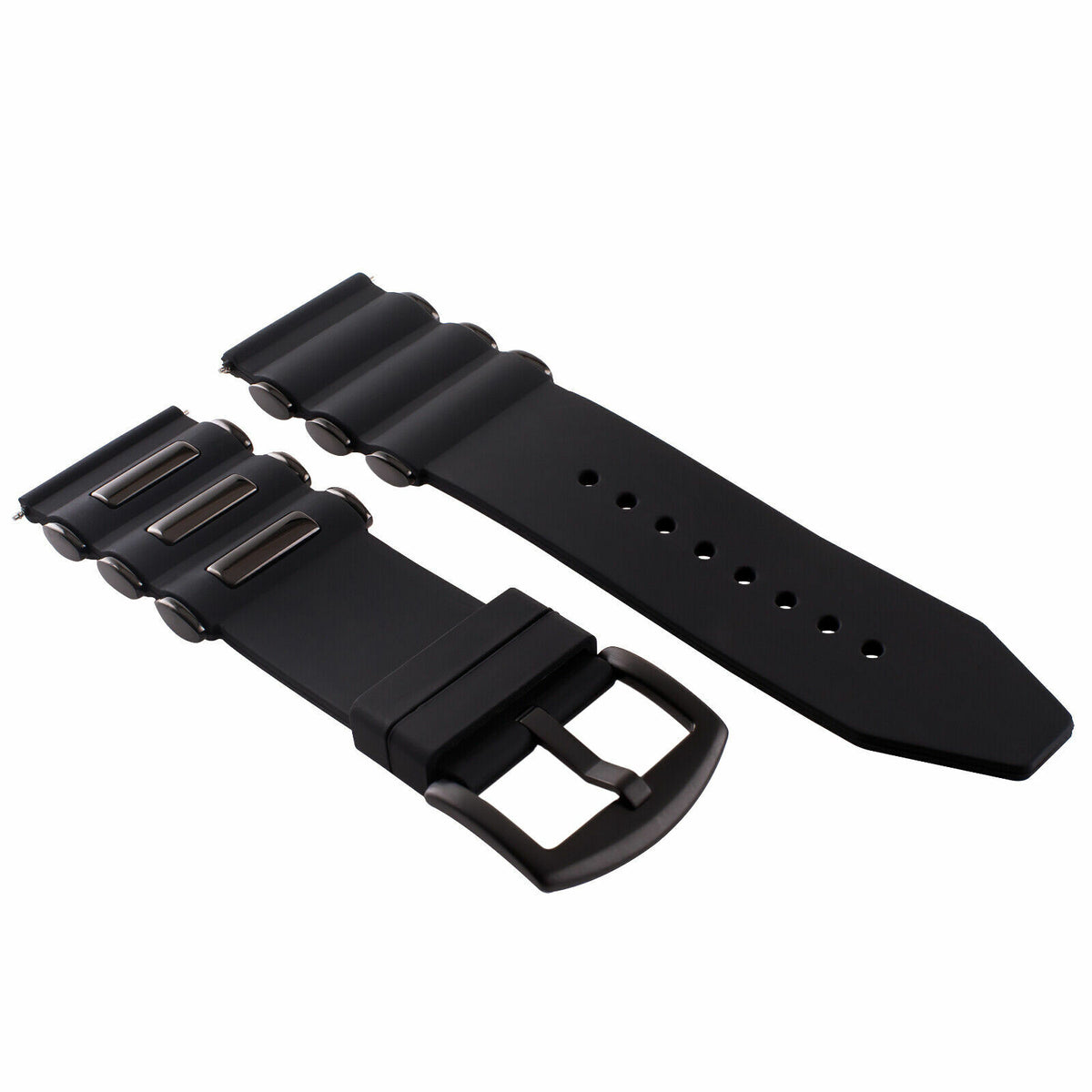 22MM - 24MM - 26MM SILICONE RUBBER DIVER WATCH BAND STRAP FOR INVICTA WATCH, Black/Black, view 4