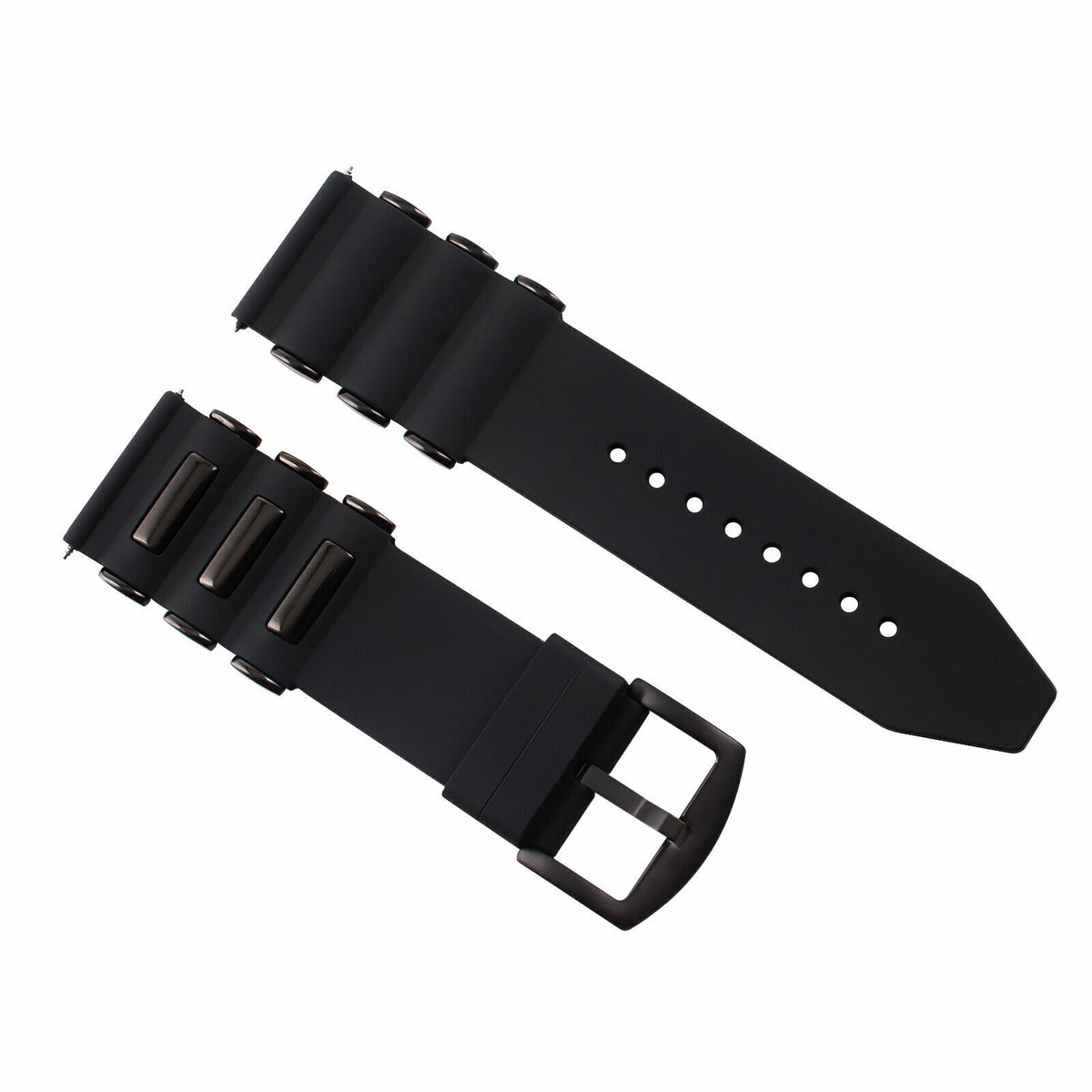 22MM - 24MM - 26MM SILICONE RUBBER DIVER WATCH BAND STRAP FOR INVICTA WATCH, Black/Black