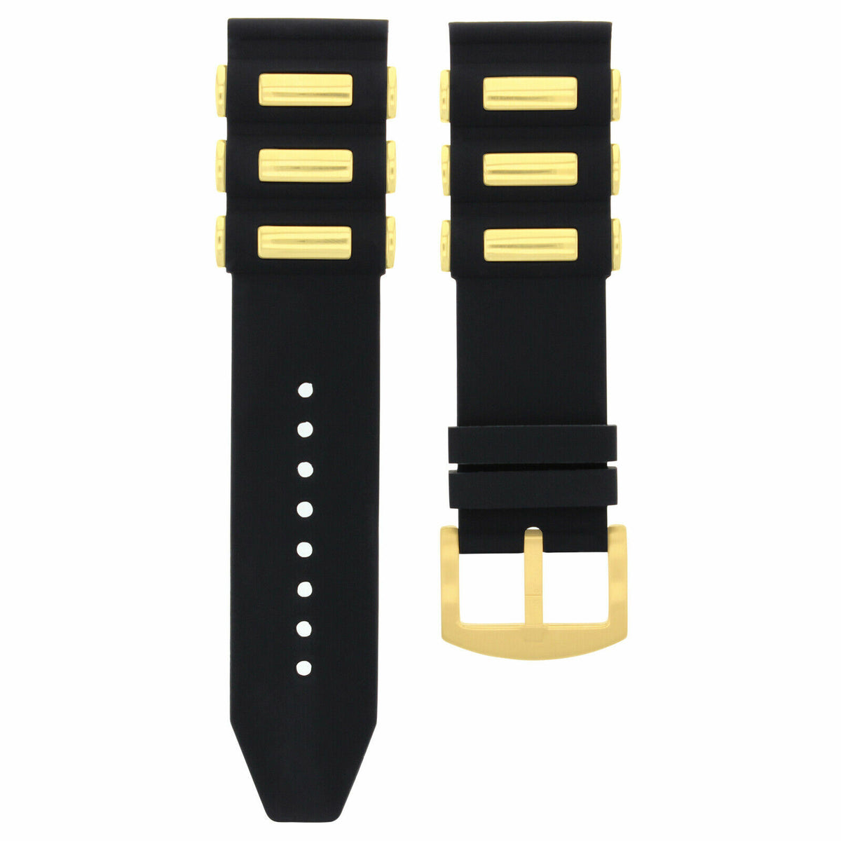 22MM - 24MM - 26MM SILICONE RUBBER DIVER WATCH BAND STRAP FOR INVICTA WATCH, Black/Gold, view 2