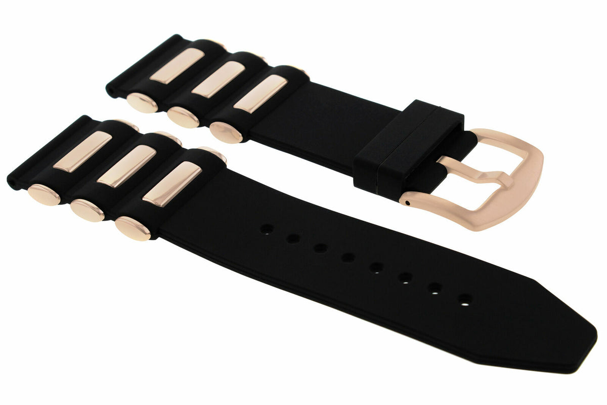 22MM - 24MM - 26MM SILICONE RUBBER DIVER WATCH BAND STRAP FOR INVICTA WATCH, Black/Rose