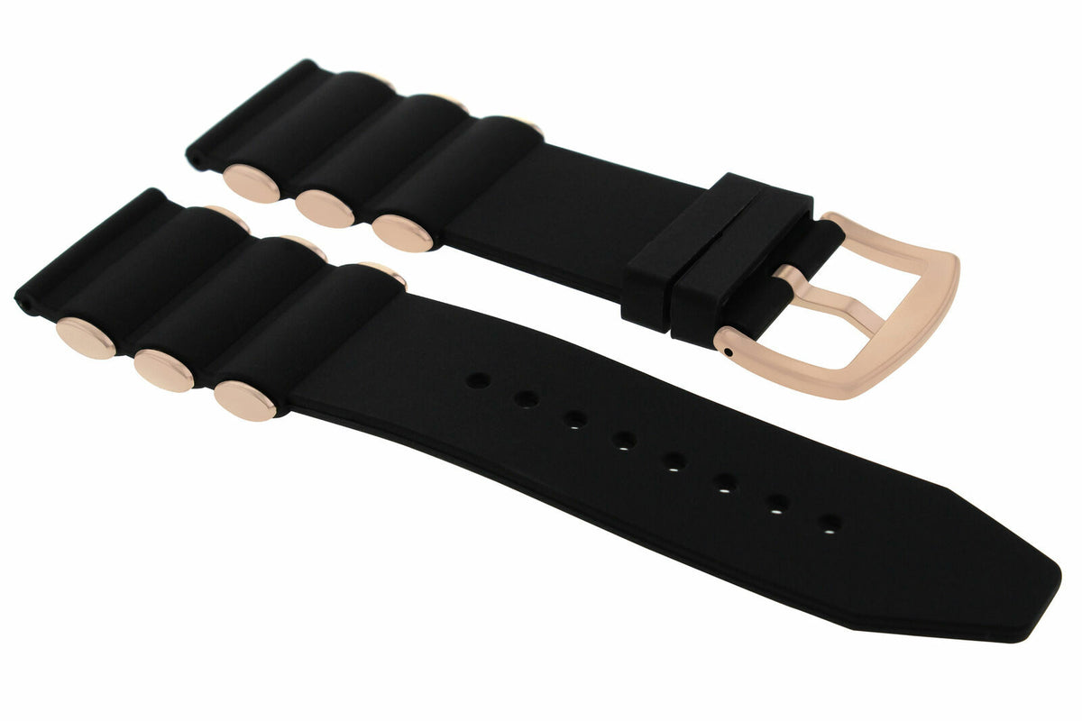 22MM - 24MM - 26MM SILICONE RUBBER DIVER WATCH BAND STRAP FOR INVICTA WATCH, Black/Rose, view 3