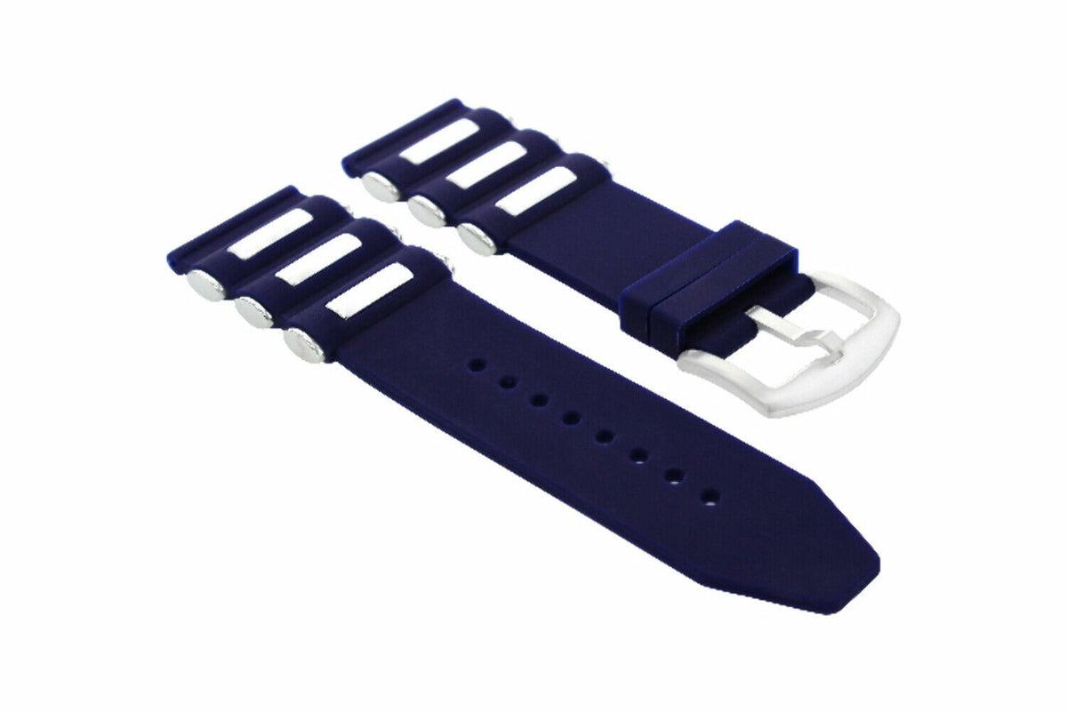 22MM - 24MM - 26MM SILICONE RUBBER DIVER WATCH BAND STRAP FOR INVICTA WATCH, Dark Blue/Steel, view 3