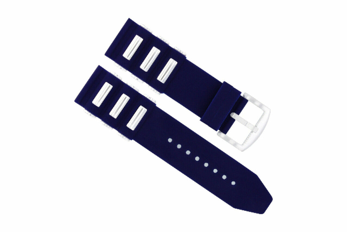 22MM - 24MM - 26MM SILICONE RUBBER DIVER WATCH BAND STRAP FOR INVICTA WATCH, Dark Blue/Steel