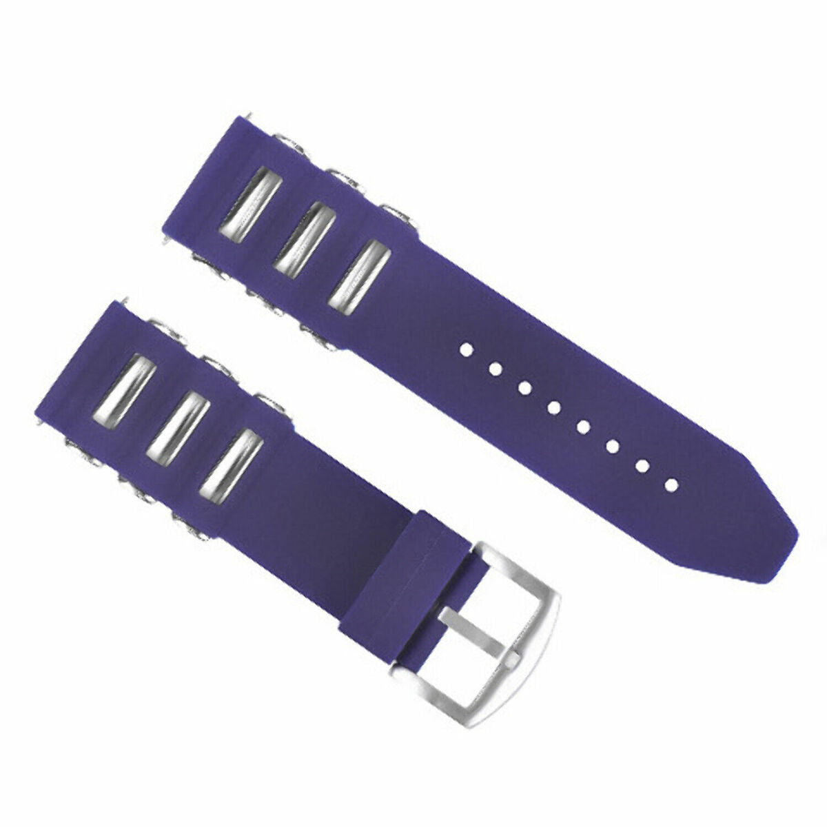 22MM - 24MM - 26MM SILICONE RUBBER DIVER WATCH BAND STRAP FOR INVICTA WATCH, Purple/Steel