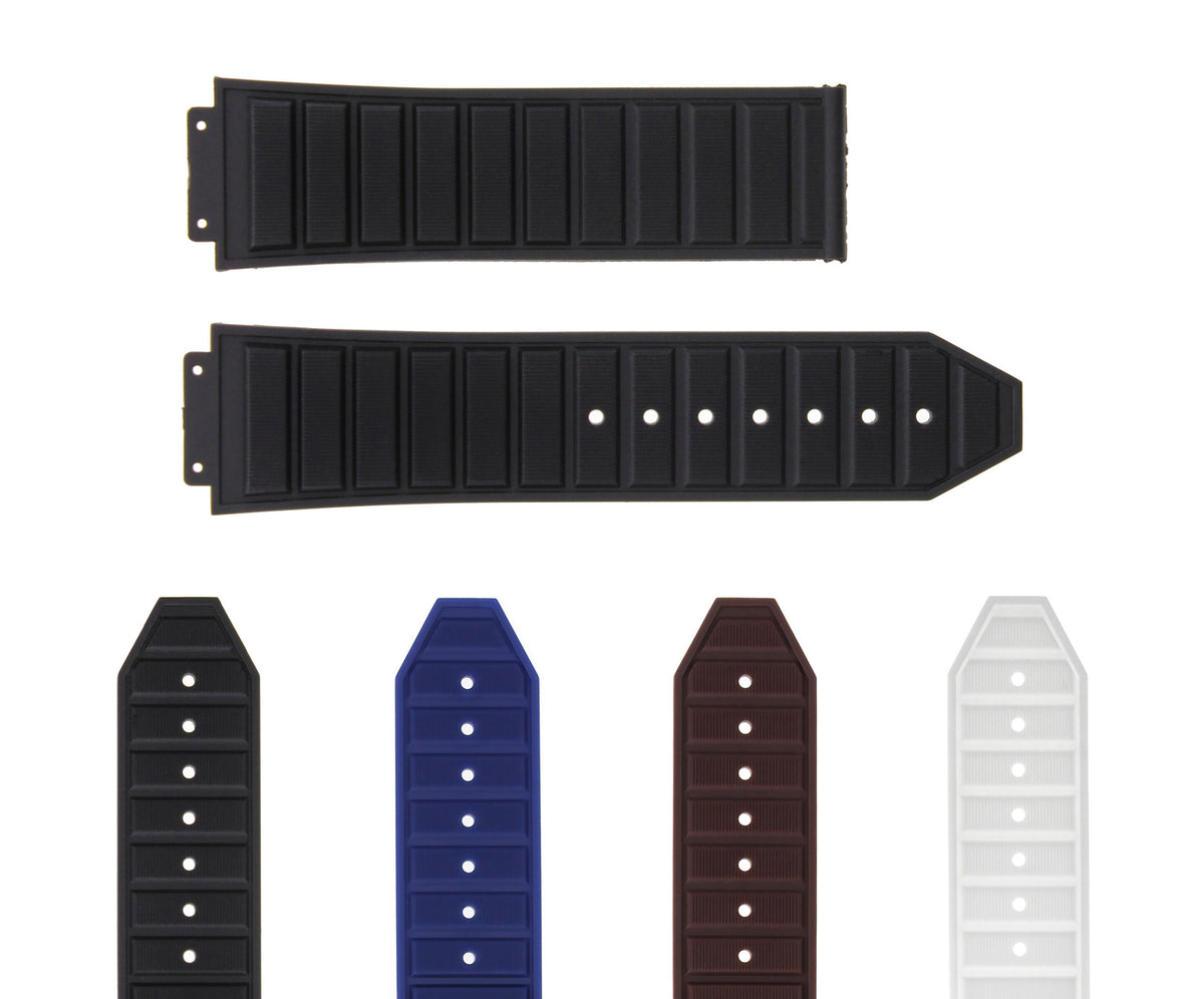 24-28mm Rubber Watch Band Strap For H Hublot 44-45-48mm Big Bang King Power F1, Black