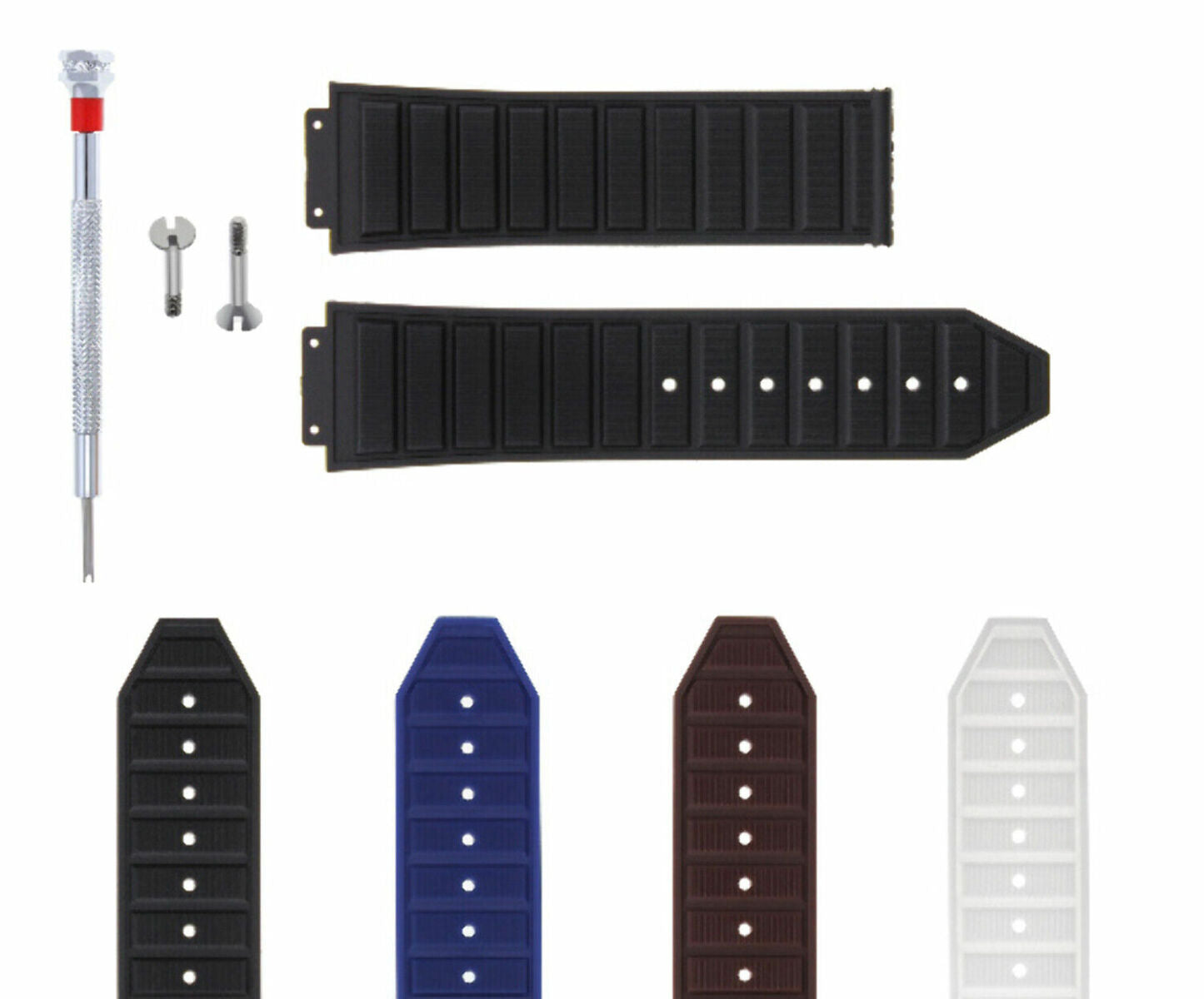 24-28MM RUBBER STRAP BAND FOR HUBLOT 44-48MM BIG BANG KING POWER SCREW + DRIVER