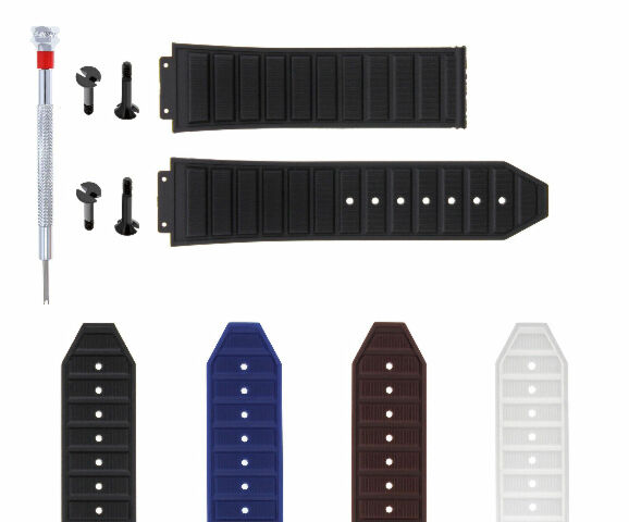 24MM-28MM RUBBER WATCH BAND STRAP WITH 4 BLACK SCREWDRIVER FOR HUBLOT BIG BANG
