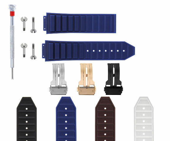 24MM-28MM RUBBER WATCH BAND STRAP WITH CLASP 4 SCREWS DRIVER FOR HUBLOT BIG BANG