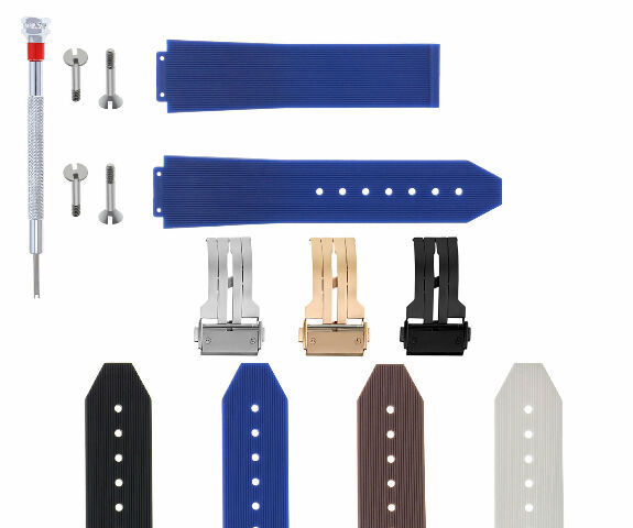 21-24-25MM RUBBER SILICONE WATCH BAND FOR H HUBLOT W/BUCKLE, 4 SCREW SCREWDRIVER