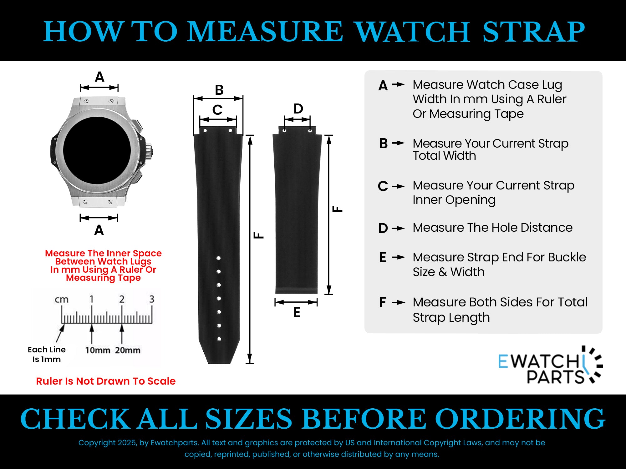 24MM RUBBER WATCH BAND STRAP FOR HUBLOT H BIG BANG BUCKLE 4 BK SCREW SCREWDRIVER