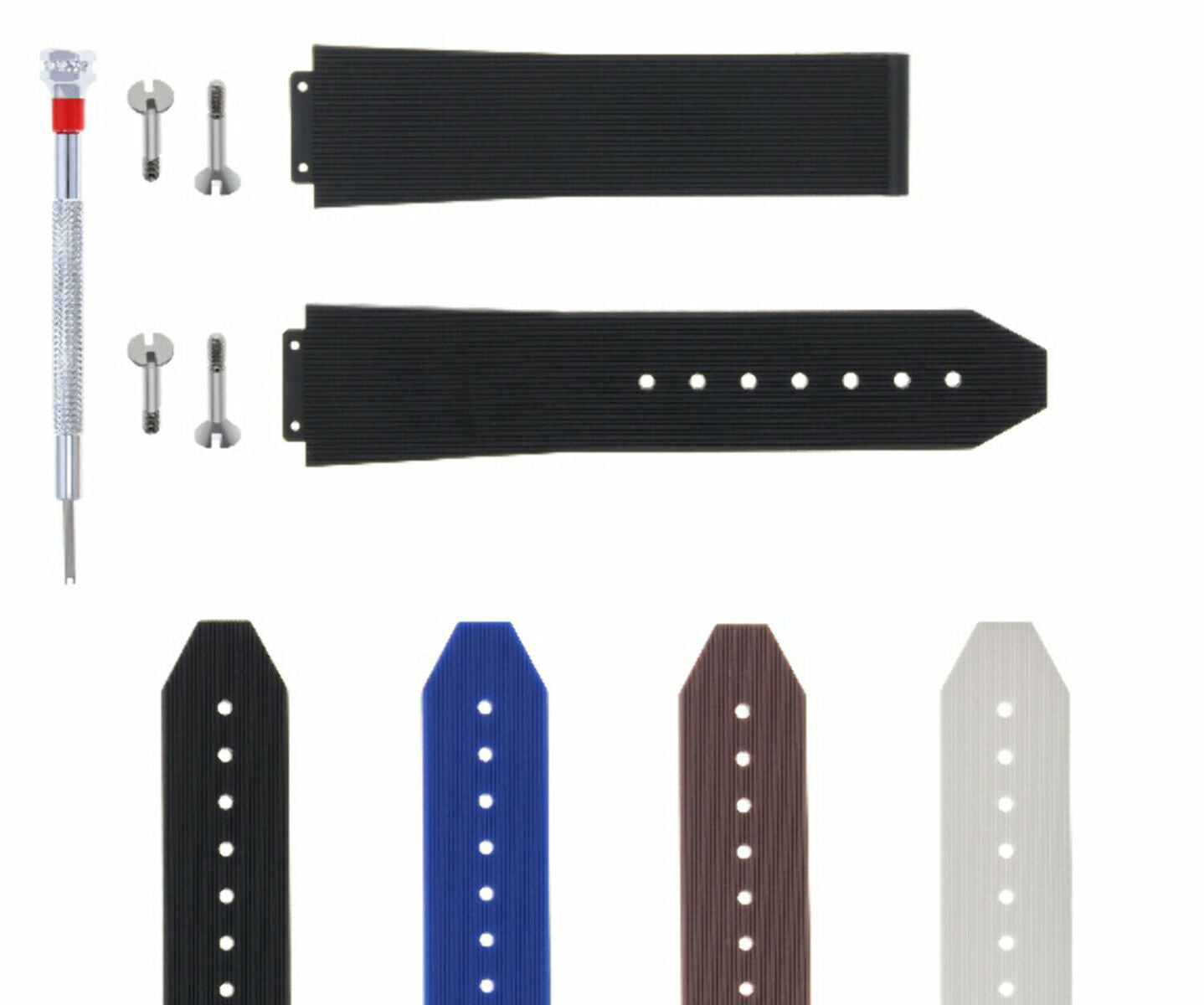 21-24-25MM RUBBER SILICONE WATCH BAND STRAP FOR H HUBLOT W/4 SCREW + SCREWDRIVER