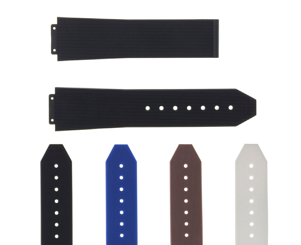 21-24-25MM RUBBER SILICONE WATCH BAND STRAP DEPLOYMENT CLASP FOR H HUBLOT WATCH, Black