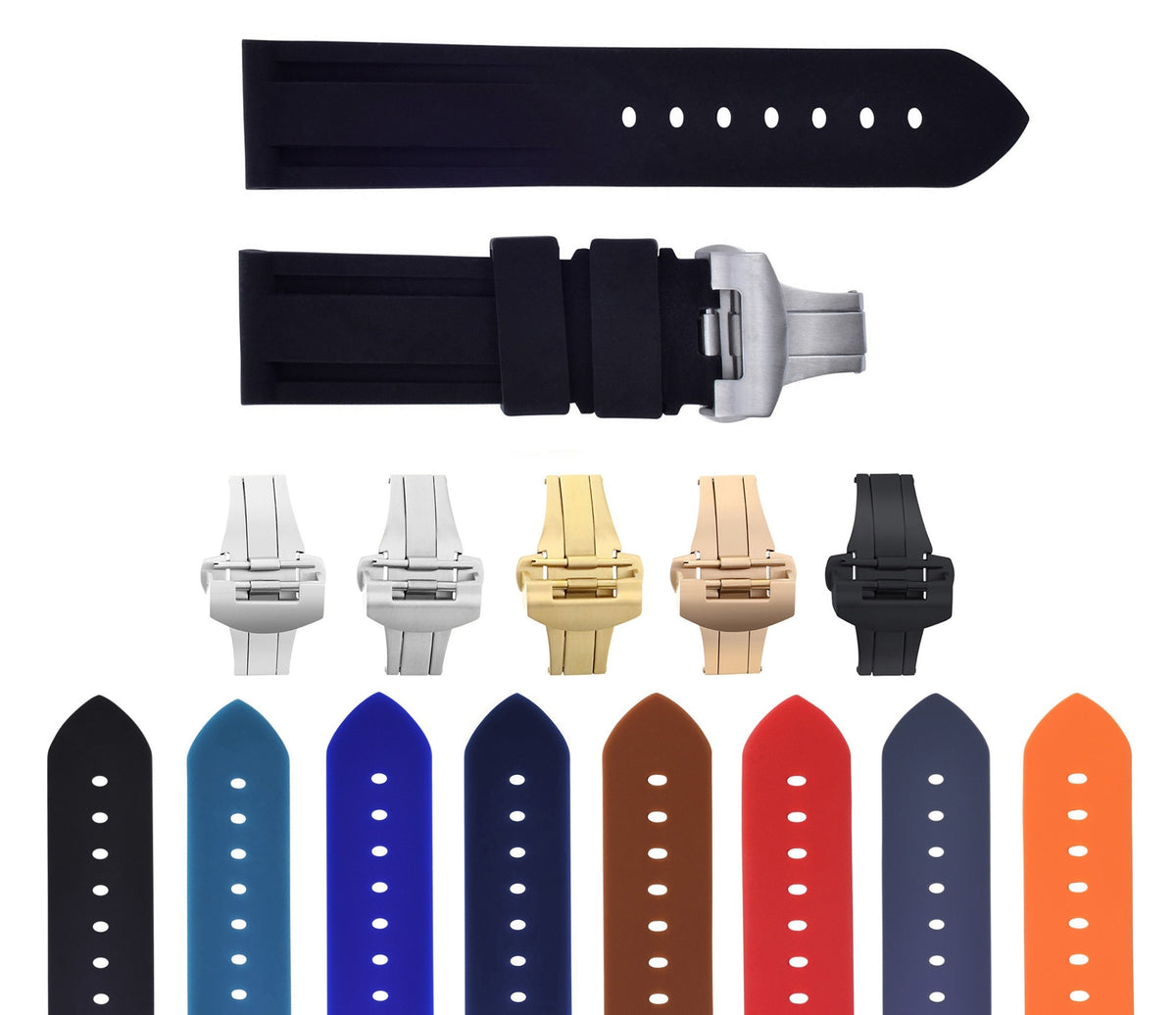 22MM - 24MM RUBBER DIVER STRAP BAND FOR PANERAI GMT MARINA LUMINOR RADIOMIR, Black