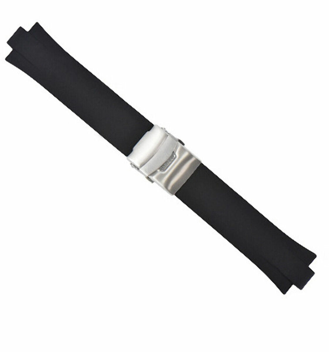 24mm 11mm Soft Pu Rubber Diver Band Strap Smooth For Oris TT2 F1, Black, view 2