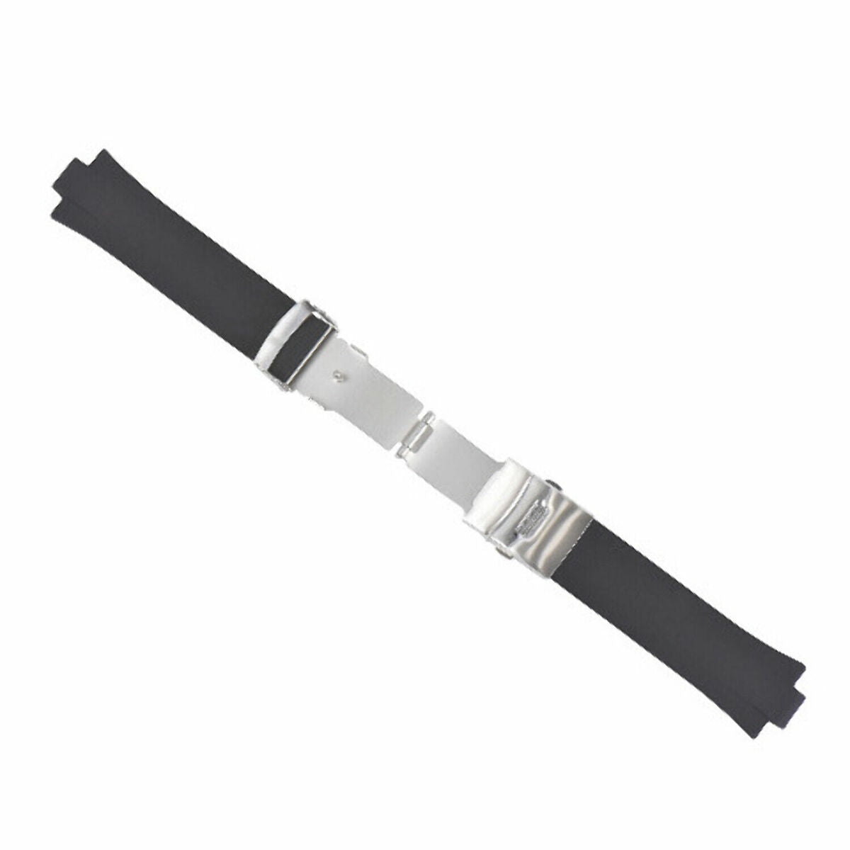 24mm 11mm Soft Pu Rubber Diver Band Strap Smooth For Oris TT2 F1, Black, front view