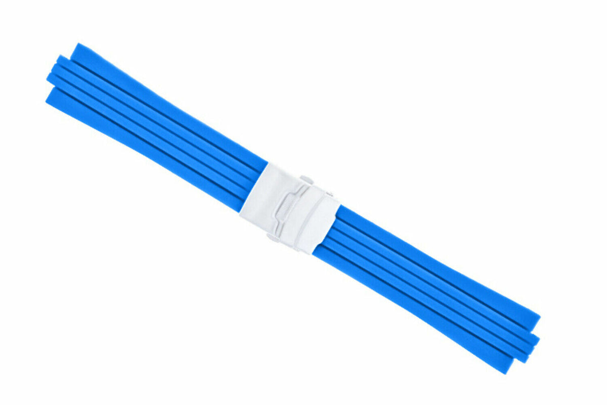 23-24MM SOFT RUBBER DIVER STRAP BAND RIBBED FOR ORIS TT1/TT2 F1 WATCH 10MM-11MM, Blue
