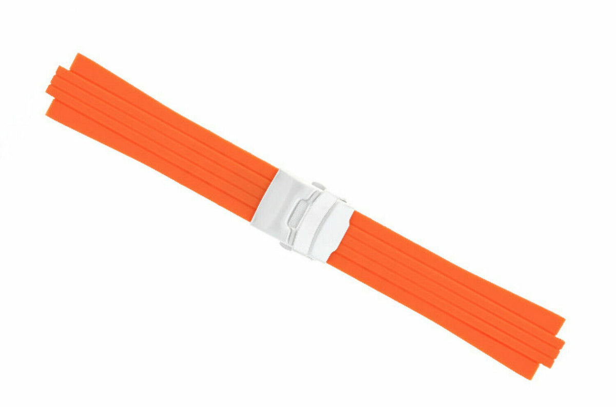 23-24MM SOFT RUBBER DIVER STRAP BAND RIBBED FOR ORIS TT1/TT2 F1 WATCH 10MM-11MM, Orange