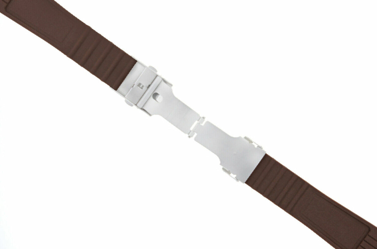 23-24MM SOFT RUBBER DIVER STRAP BAND RIBBED FOR ORIS TT1/TT2 F1 WATCH 10MM-11MM, Brown, front view