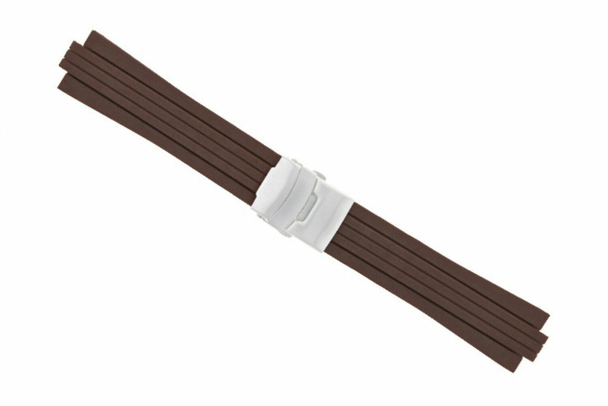 23-24MM SOFT RUBBER DIVER STRAP BAND RIBBED FOR ORIS TT1/TT2 F1 WATCH 10MM-11MM, Brown