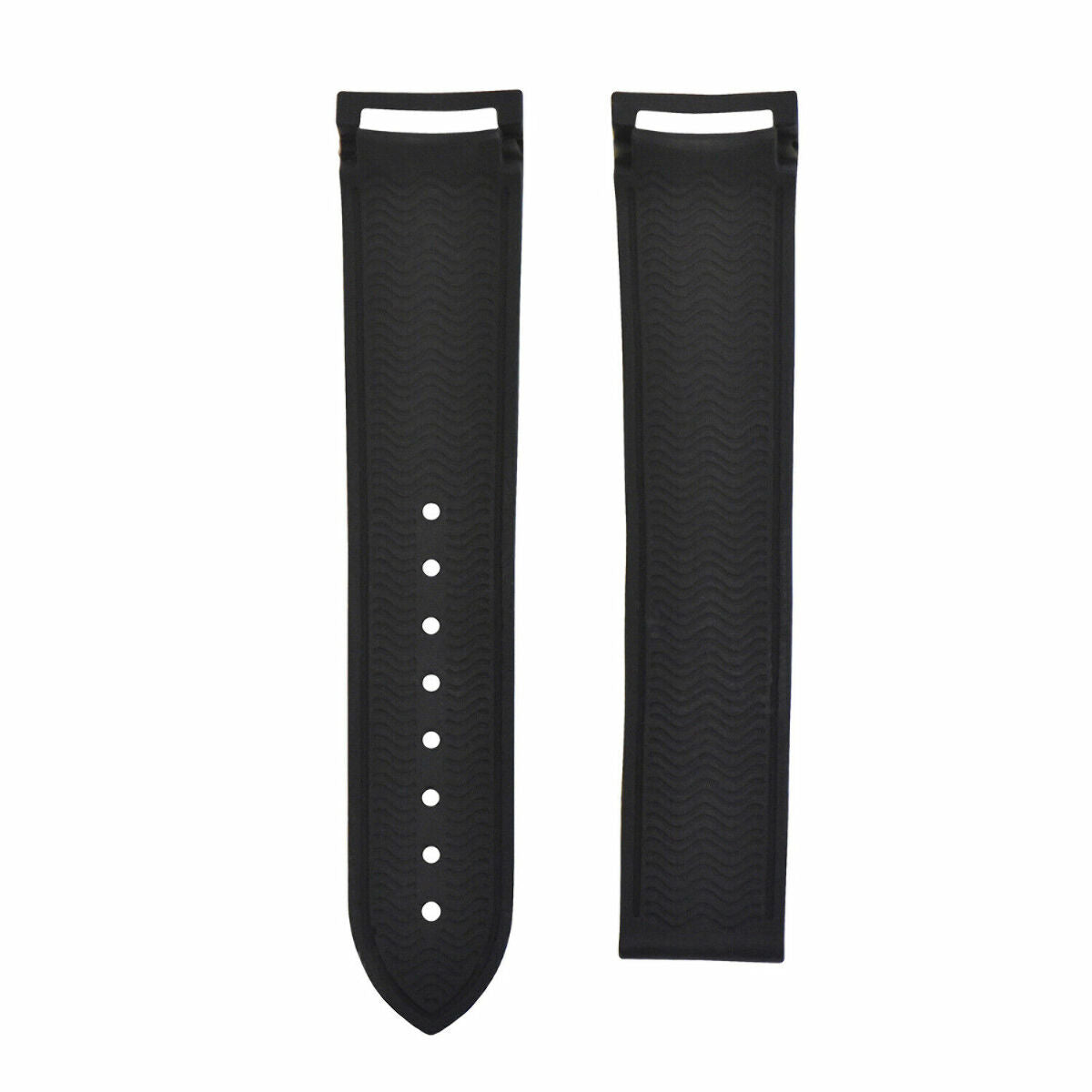 20-22MM CURVED END RUBBER DIVER STRAP BAND FOR OMEGA SEAMASTER PLANET CLASP, Black, view 2