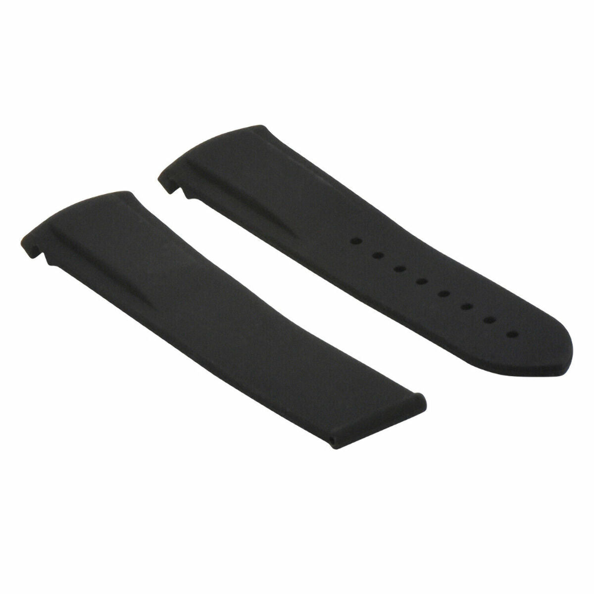 20-22MM CURVED END RUBBER DIVER STRAP BAND FOR OMEGA SEAMASTER PLANET CLASP, Black, front view