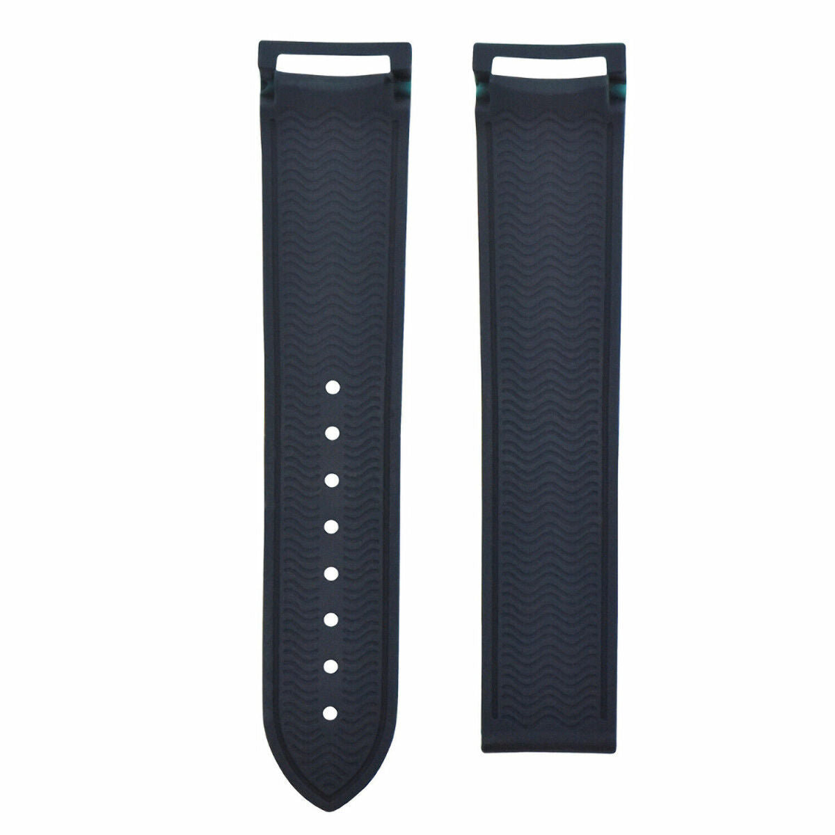 20-22MM CURVED END RUBBER DIVER STRAP BAND FOR OMEGA SEAMASTER PLANET CLASP, Blue, view 2