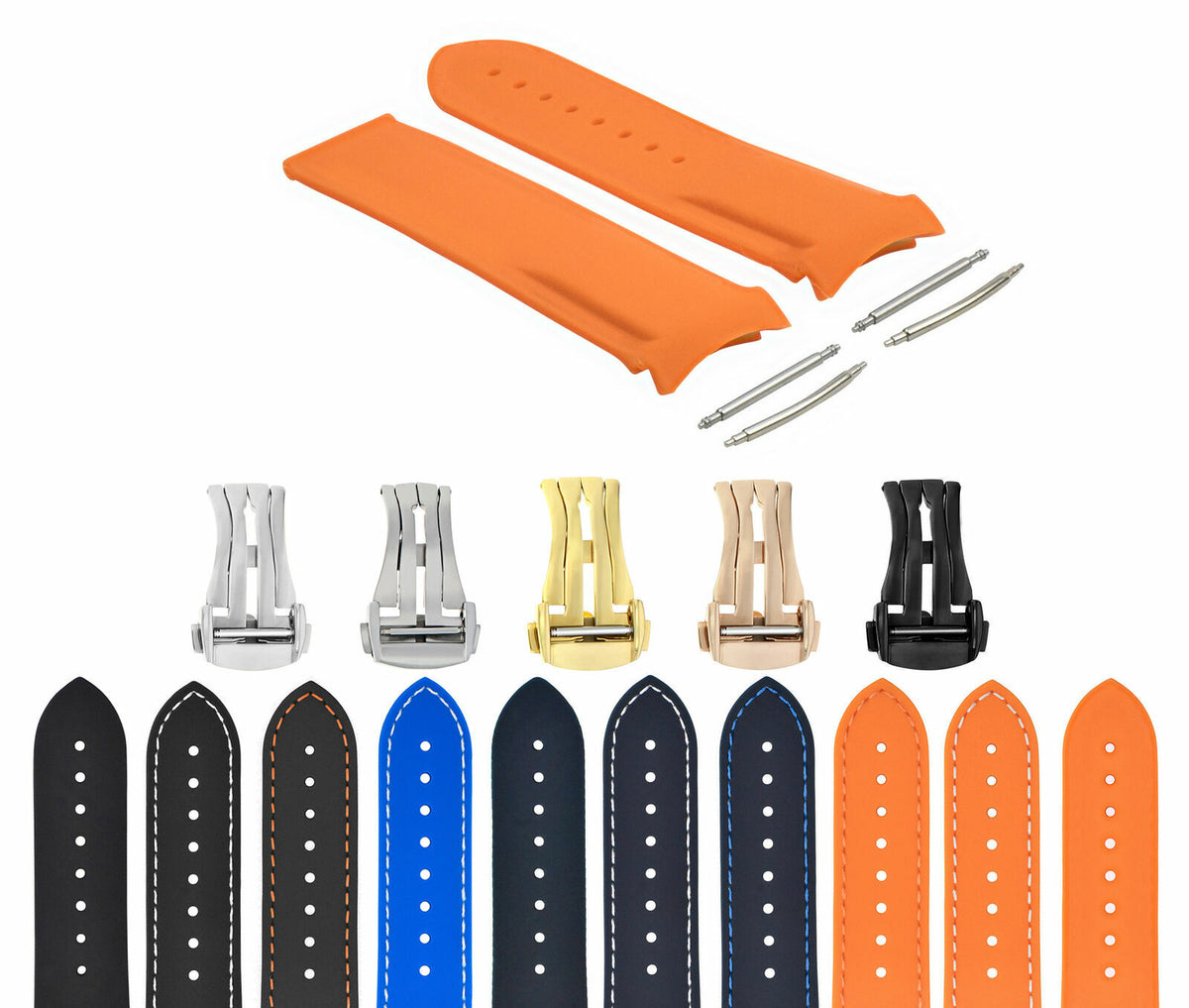 20-22MM RUBBER DIVER STRAP BAND FOR OMEGA SEAMASTER PLANET CURVED END + CLASP, Orange