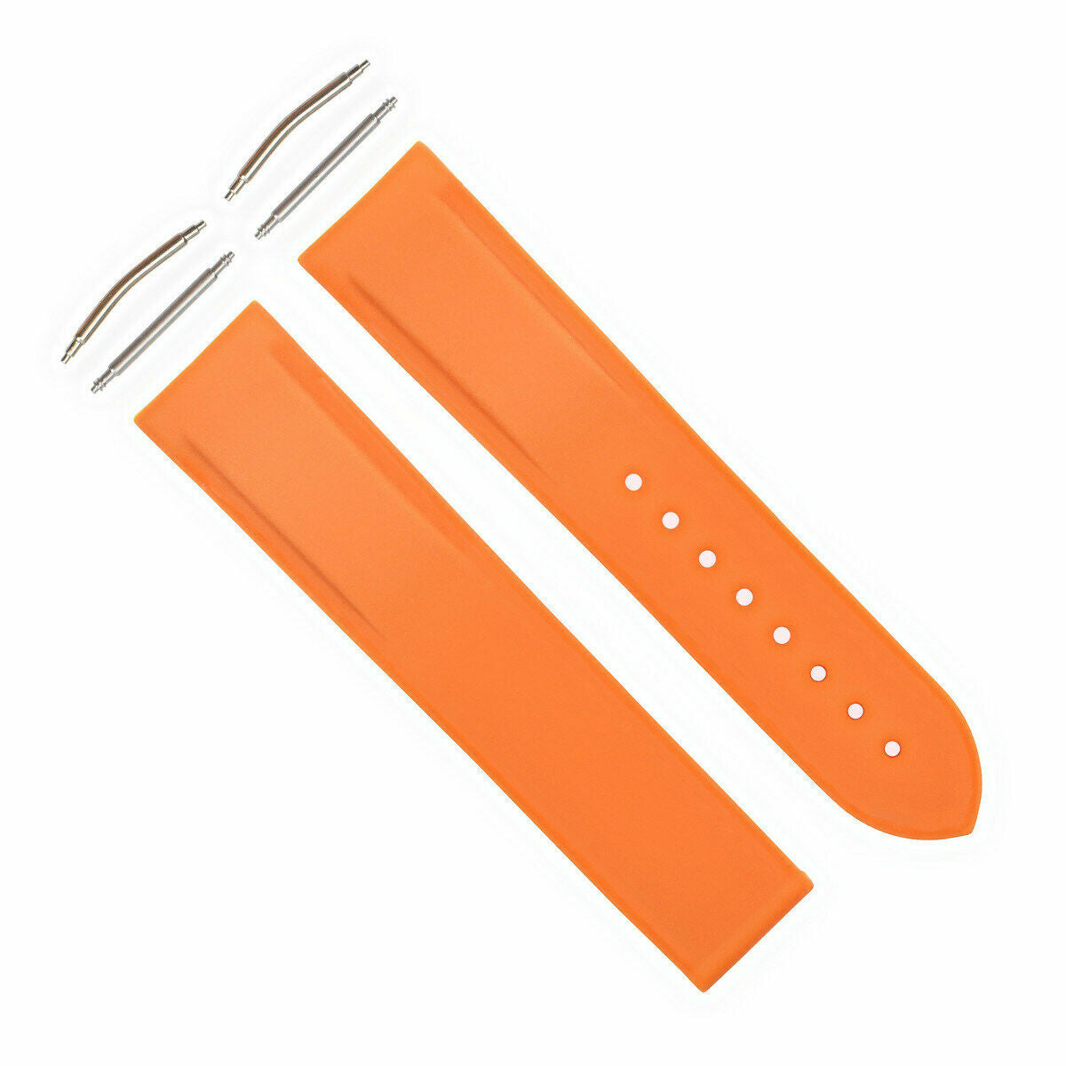 20-22MM CURVED END RUBBER DIVER STRAP BAND FOR OMEGA SEAMASTER PLANET OCEAN CLASP, Orange with Orange Stitching, view 3