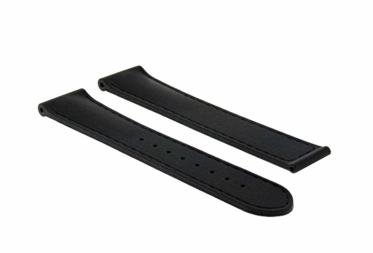 20MM RUBBER WATCH BAND STRAP FOR 41MM OMEGA SEAMASTER PLANET OCEAN SPEEDMASTER - Silver, Black, front view