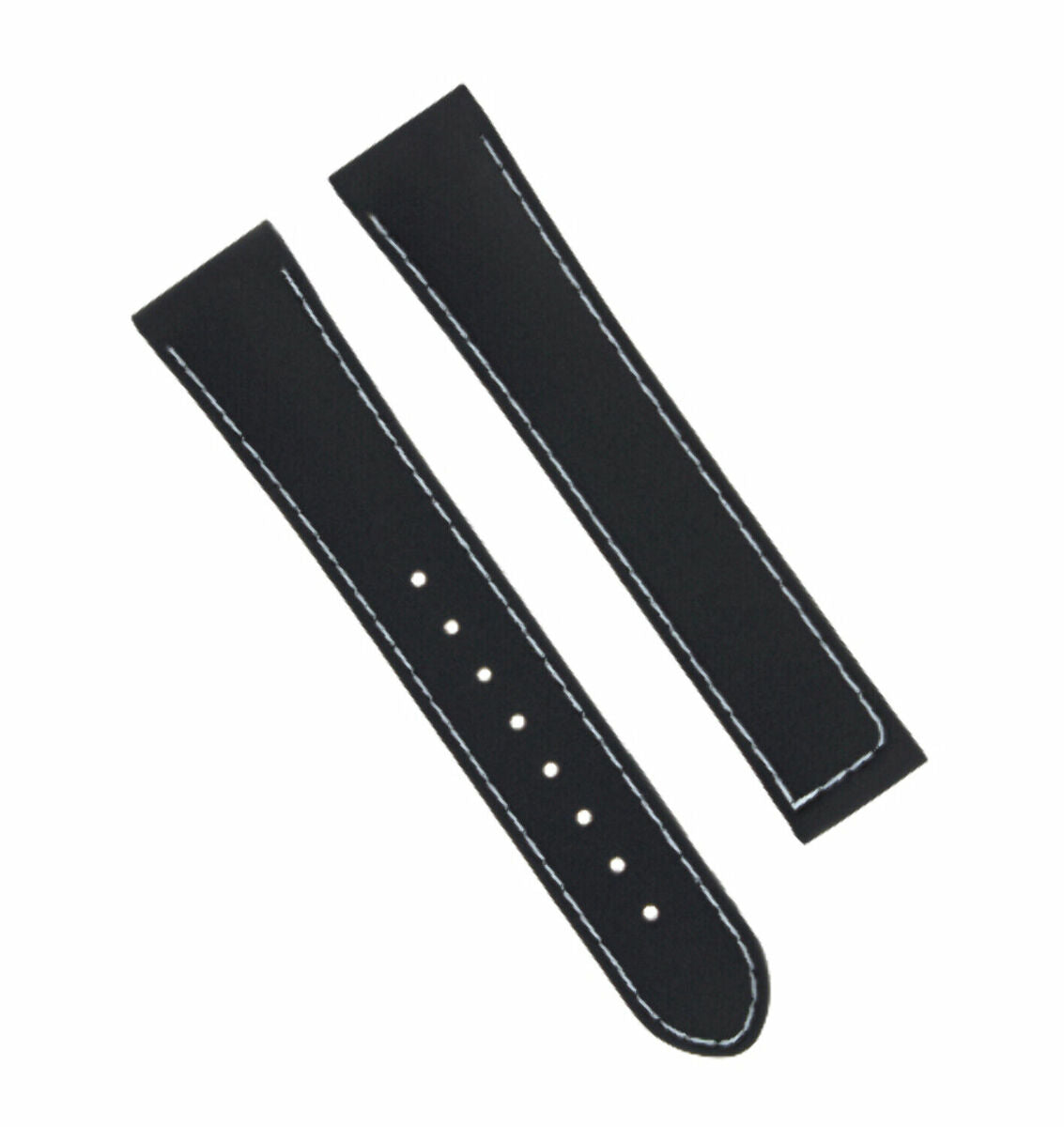20MM RUBBER WATCH BAND STRAP FOR 41MM OMEGA SEAMASTER PLANET OCEAN SPEEDMASTER - Silver, Black with White Stitching, view 3