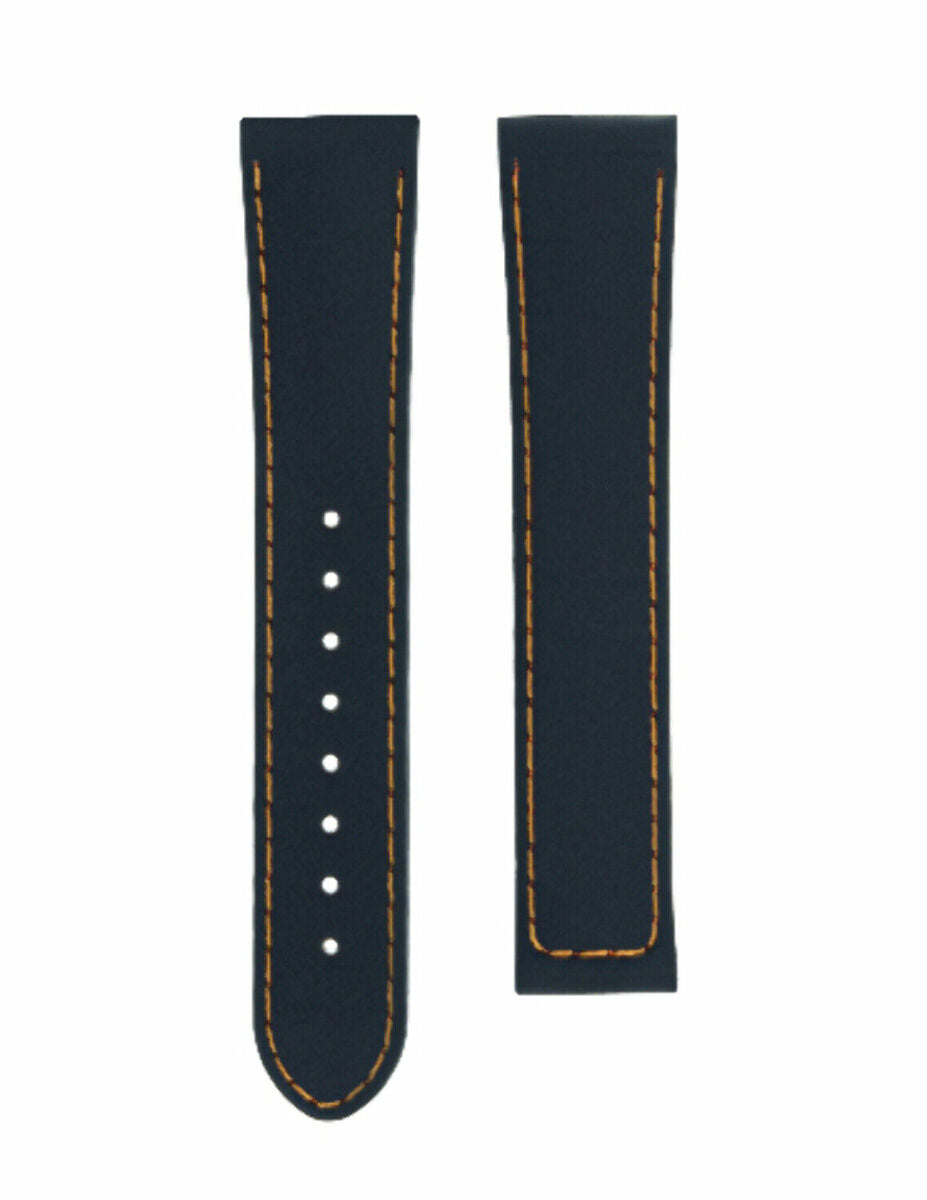 20MM RUBBER WATCH BAND STRAP FOR 41MM OMEGA SEAMASTER PLANET OCEAN SPEEDMASTER - Silver, Black with Orange Stitching, view 2